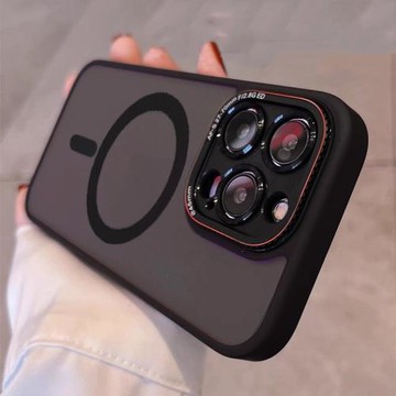 適用蘋果17手機殼16新款金屬鏡框磁吸iPhone16pro透明磨砂15promax全包防摔高級感14男女13硅膠16max保護套PM