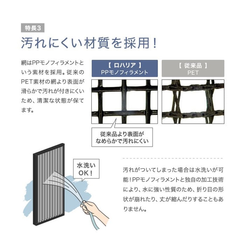 網戸 後付け プリーツ網戸 RESTA ロハリア ドアクローザー対応タイプ