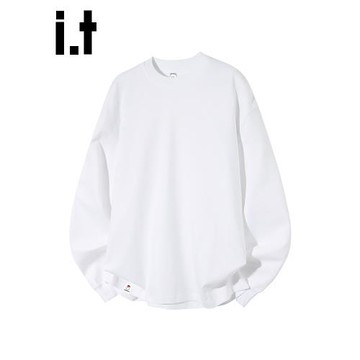 it:CHOCOOLATE松弛感簡約繡標衛衣男2025秋季基礎白色長袖上衣服