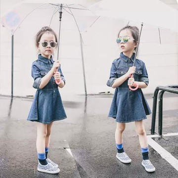 兒童裝女童2024春季新款2牛仔3連衣裙4春秋5長袖6公主裙子7歲小孩