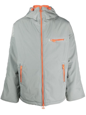 Diesel - colour-block hooded jacket - men - Polyester/Polyester/Polyurethane - M - Green