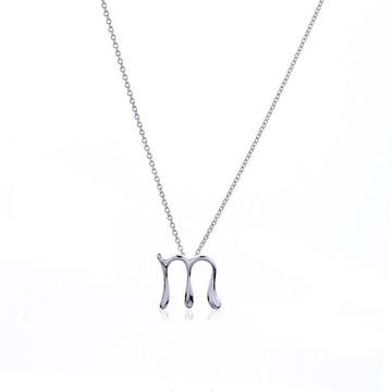 二手品 Tiffany&Co. 蒂芙尼 草寫M字母925純銀項鍊