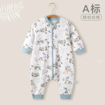 兒童睡袋春秋薄款嬰兒棉連體睡衣四季通用寶寶空調房防踢薄款嬰兒鑫弘-萌寶童裝可開發票