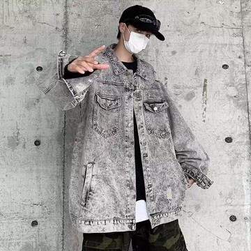 美式vibe潮牌高街牛仔外套男秋季新款痞帥休閒百搭上衣男