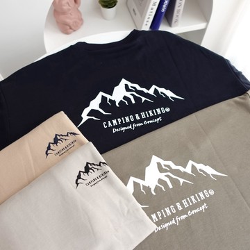 🔥好熱隔日配｜KT CAMPING&HIKING山脈短T 山脈短T 山脈上衣 短T 短袖 落肩寬鬆 男女可穿 80100