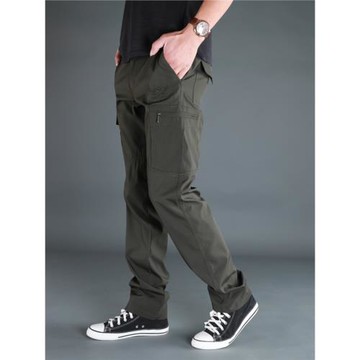 秋冬款速干褲男加絨加厚戶外休閑褲大碼直筒軟殼運動多口袋沖鋒褲