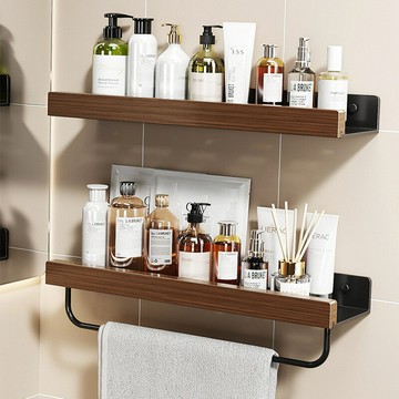 【含稅/免運】 胡桃木衛生間置物架加寬浴室洗漱洗手臺洗手間墻上免打孔收納架子