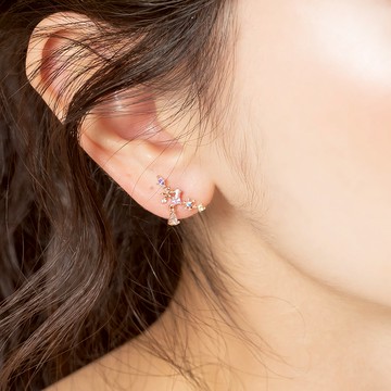 繽紛雪花鑽925銀針耳環(2色)-A10528