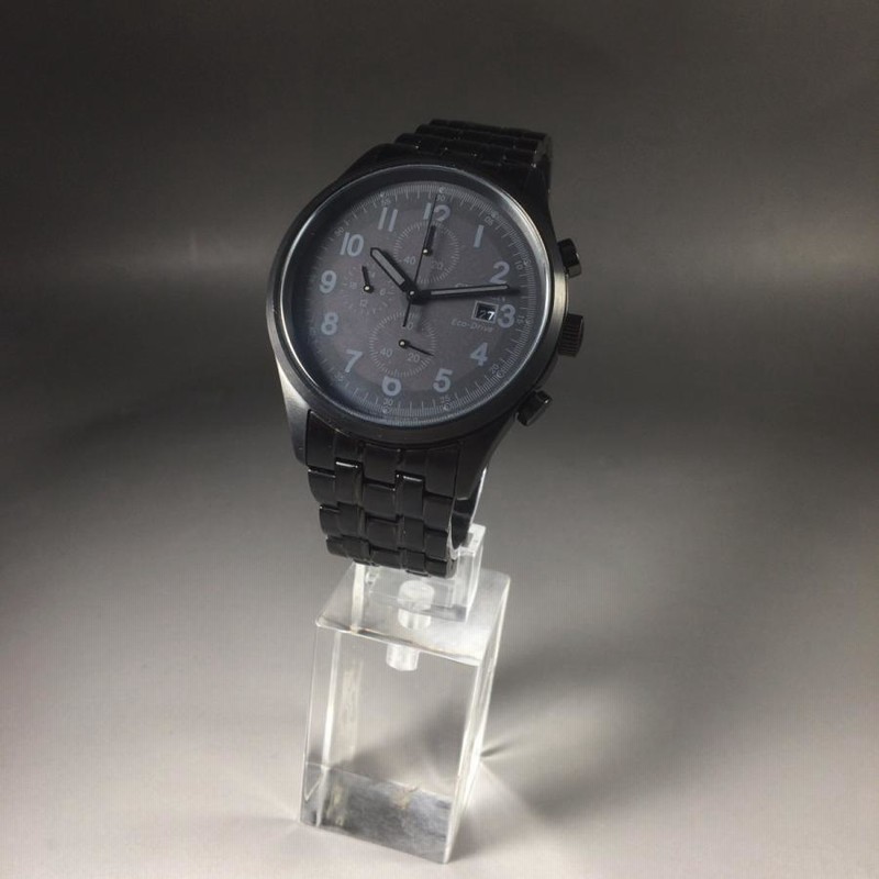 美品　CITIZEN　シチズン　ブラック　電波ソーラー　腕時計　メンズ　クロノ シンプル シチズン CITIZEN メンズウォッチ クロノグラフ