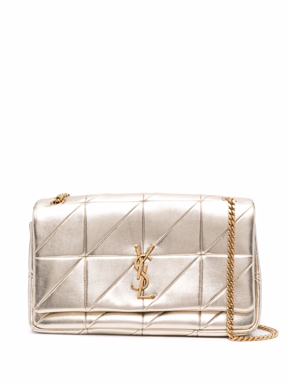 Saint Laurent - logo-plaque quilted shoulder bag - women - Leather - One Size - Gold