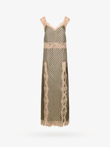 Silk dress with gg supreme print - GUCCI - gender_Woman