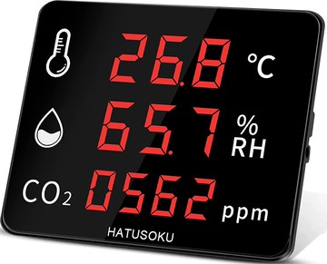 HATUSOKU 【日本代購】大屏幕CO2二氧化碳濃度計 NDIR方式 警鐘功能-圖形標示