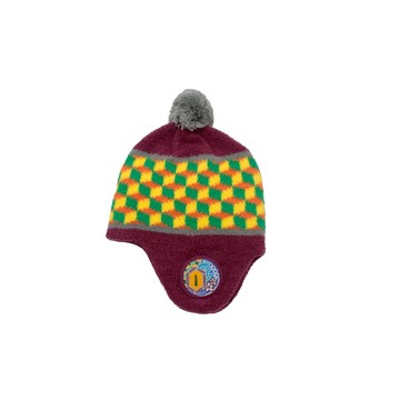 童和柄六角紋繡片碰碰護耳帽