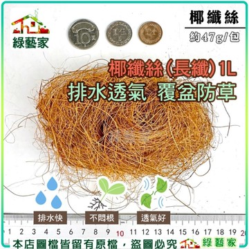 【綠藝家】椰纖絲1公升 椰纖屑 椰子纖維 排水保水 通風介質 覆盆防雜草 花盆鋪底改良土壤 透氣