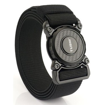 戶外運動自動扣快脫插扣戰術腰帶男松緊彈力帆布皮帶作訓工裝褲帶