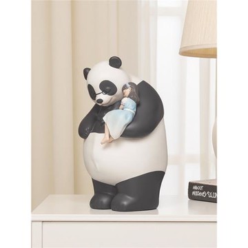 白夜童話熊貓聽月北歐風電視柜擺件開業禮物送女生少女心書房裝飾