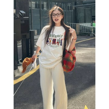 免運 夏天女裝 韓版 100%純棉 寬鬆t 大學t 短袖t恤女 oversize 短袖上衣 shirt 韓t 1935