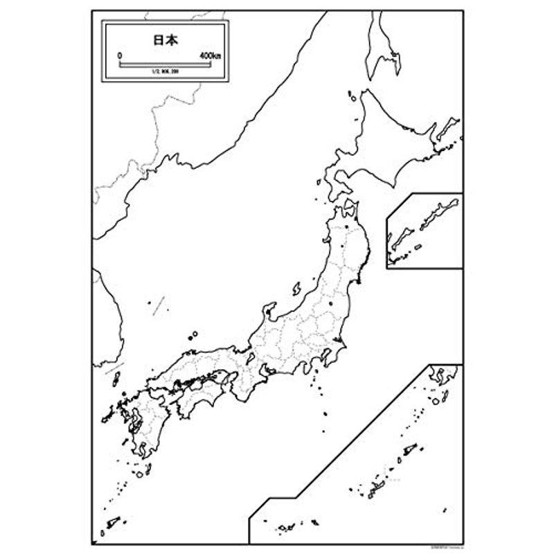 日本地図の白地図 A1サイズ セット