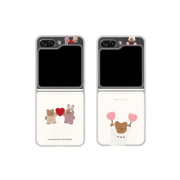 愛心熊適用三星zflip7fe手機殼zflip6折疊屏flip5全包W25心系天下保護套超薄大視窗小眾女新款高級感可愛防摔