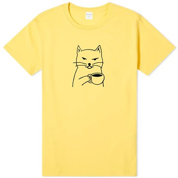 Cat Coffee 中性短袖T恤 黃色 貓咪咖啡狗趣味貓之日禮物文青