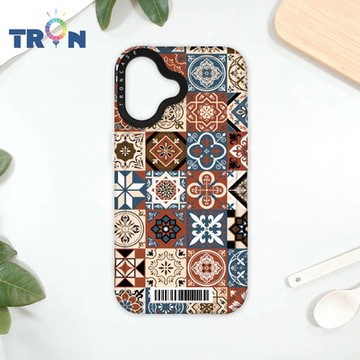 TRON iPhone 16 優雅北歐風幾何復古花磚 防摔太空載具殼 透白 軟硬 手機殼