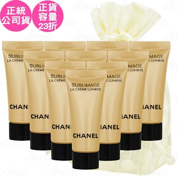 CHANEL 香奈兒 奢華金燦煥白乳霜(5ml)*10旅行袋組(公司貨)