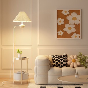 免運 可開發票 立燈/落地燈  奶油風邊幾落地燈客廳沙發置物擺件燈臥室床頭柜一體臺燈無線充電 台灣公司貨 全網最低價 快速出貨