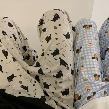 可可裡🌺春秋季新款可愛卡通睡衣女甜美印花長褲學生睡褲家居服可外出