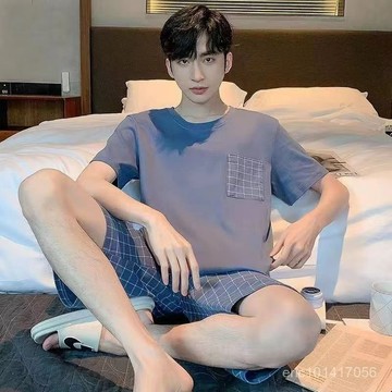 台灣出貨 男士睡衣 短袖睡衣 可外穿睡衣 休閒睡衣 居家服 睡衣男 夏季睡衣 韓版睡衣 居家服兩件套 睡衣套裝 薄款睡衣