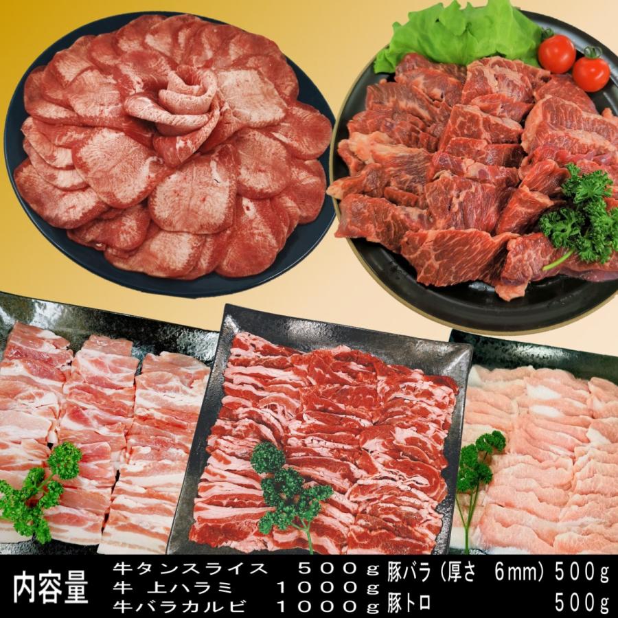 肉 牛タン バーベキュー 食材 牛肉 焼肉セット BBQ 肉 ギフト 食品ギフト セット 牛ハラミ牛カルビ 豚バラ 豚トロ 焼肉 3.5kg  8〜12人前