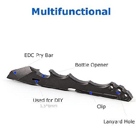 Titanium Pry Bar EDC Multi Tool with Bottle Opener Box Opener Clip Function (Black)並行輸入