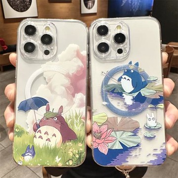 磁吸MagSafe適用iPhone16pro透明手機殼17蘋果14Promax保護殼13情侶12卡通龍貓11透明小清新女15plus可愛貓咪