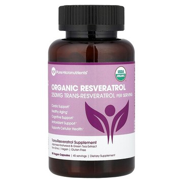 Pure Micronutrients, Organic Resveratrol, 90 Vegan Capsules