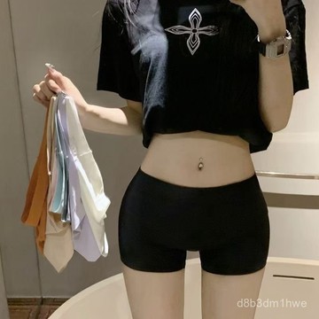 【核心賣點】台灣出貨 黑色收腹無痕安全褲 外穿四角短褲 辣妹緊身防走光內褲 打底褲二合一 女內褲 無痕 短褲 塑褲 四角