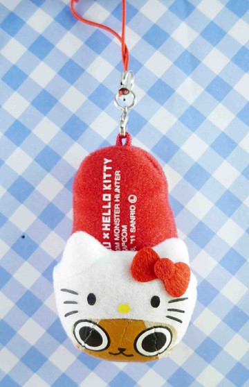 【震撼精品百貨】AIROU&HELLO KITTY魔物獵人艾路貓凱蒂貓聯名款 吊飾-紅拖鞋 震撼日式精品百貨