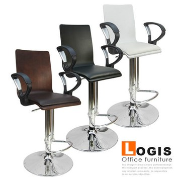 邏爵家具~020B0ZA 御用曲木皮墊扶手高吧椅/洽談椅/電腦椅