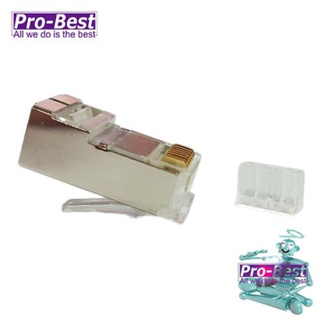 PRO-BEST CAT.6A PLUG 二件式插頭鐵殼 10G 穩定速度 100入裝