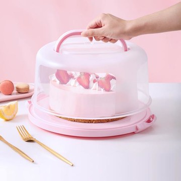 加厚蛋糕盒子家用6-10寸烘焙圓形透明塑料便攜式手提生日蛋糕盒