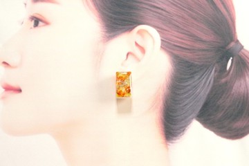 樹脂藝術 長方形耳環・小小的秋意