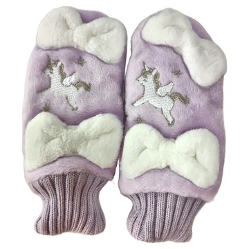 Mother garden 絨毛手套 獨角獸  紫色  17.5 x 11cm