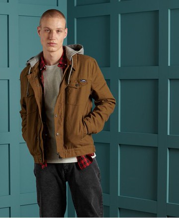 Superdry Men's Men's Hooded Hacienda Trucker Jacket Tan - Size: Xxl