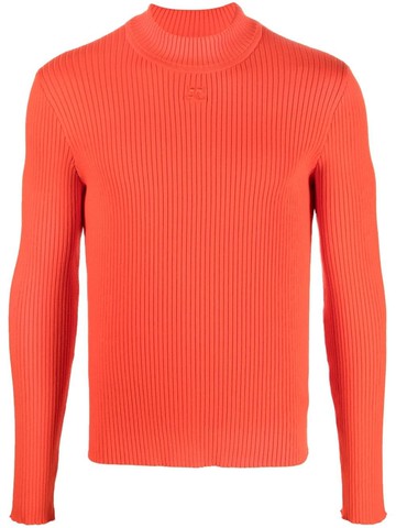 Courrèges - ribbed-knit long-sleeve jumper - men - Viscose/Polyester - M - Red
