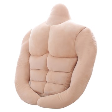 八塊肌肉男友抱枕  約60cmx約70cm  米色