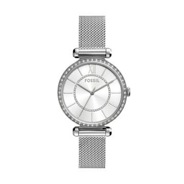 送禮首選★FOSSILTillie 鑲鑽優雅銀色不鏽鋼女錶-36mm BQ3988 【美國時尚品牌】  附提袋【全館滿額折價★FOSSIL全系列包夾送美妝蛋】