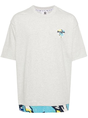 AAPE BY *A BATHING APE® - graphic-print logo-embroidered T-shirt - men - Cotton - L - Grey