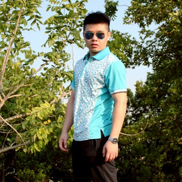 魚說藍 吸濕排汗  印花 POLO 衫