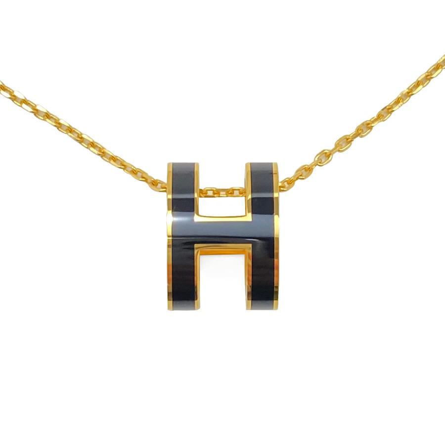 エルメス HERMES ネックレス ポップアッシュ H ロゴ ブラック ...