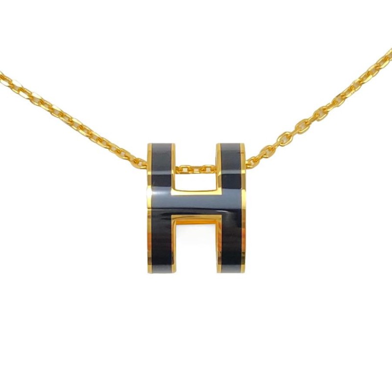 エルメス HERMES ネックレス ポップアッシュ H ロゴ ブラック ノワール ...