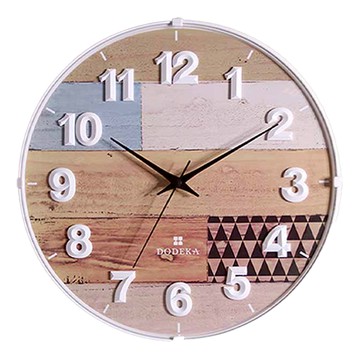 DODEKA 和風靜音掛鐘 34.3x4.5cm 原木色/藍色