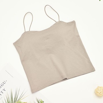 JS - 超細肩帶BRA TOP/附罩杯上衣-灰色